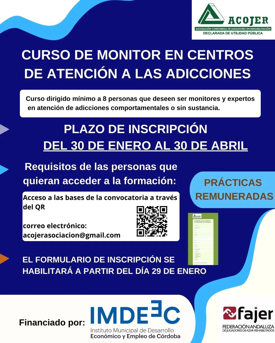 Cartel de Curso de Monitor en centros de Atención a las adicciones